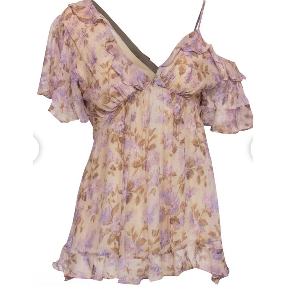 Zimmermann Cream and Purple Textured Blouse